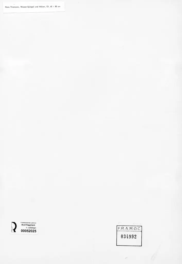 Anonimo , Thiemann, Hans - sec. XX - Specchi d'acqua e legni , retro