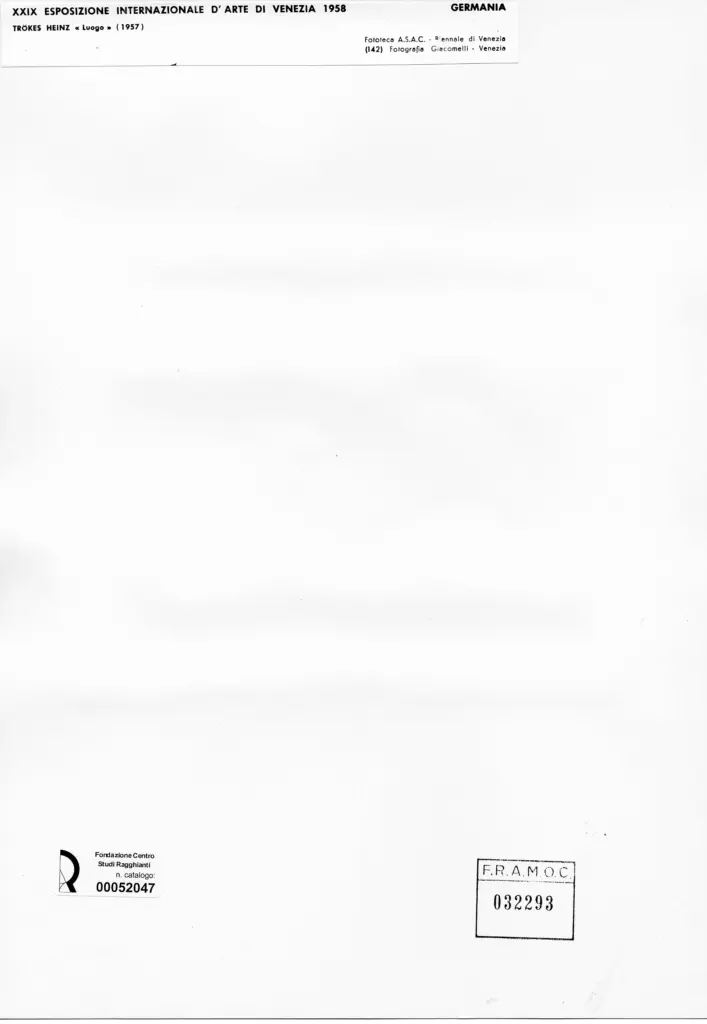 Giacomelli , Troekes, Heinz - sec. XX - Luogo , retro