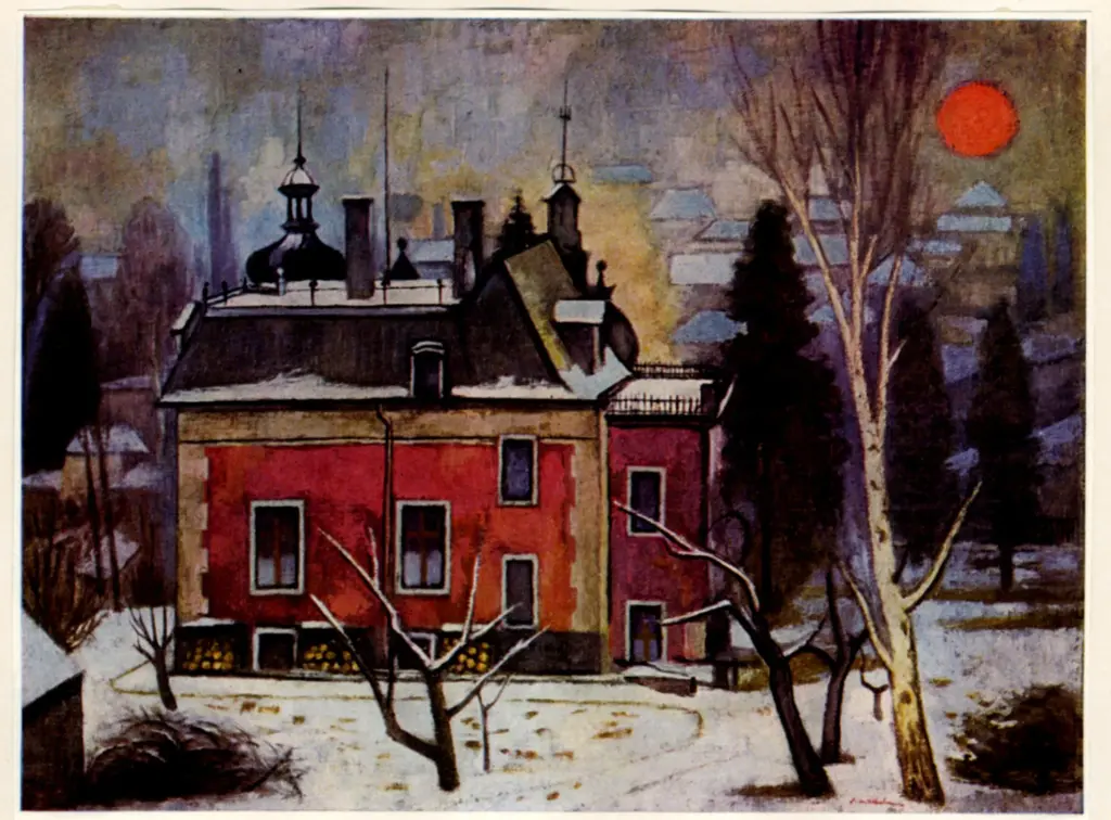 Wilhelm, Paul , Winterlandschaft mit rotem Haus