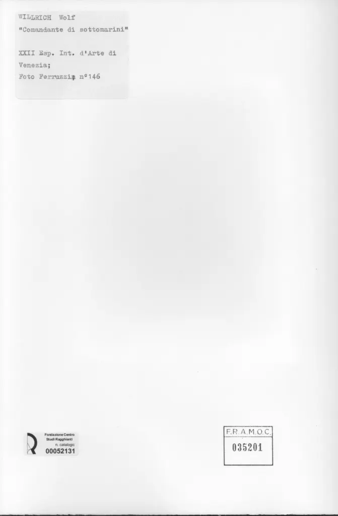 Fotografia Ferruzzi , Willrich, Wolf - sec. XX - Comandante di sottomarini , retro