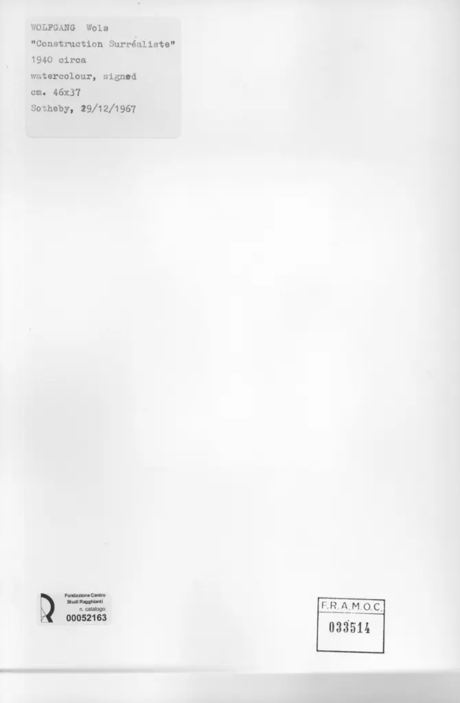 Anonimo , Schulze Wols, Alfred Wolfgang Otto - sec. XX - Construction Surrealiste , retro