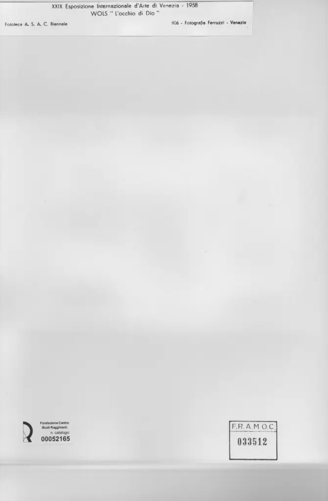 Fotografia Ferruzzi , Schulze Wols, Alfred Wolfgang Otto - sec. XX - L'occhio di Dio , retro