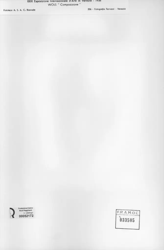 Fotografia Ferruzzi , Schulze Wols, Alfred Wolfgang Otto - sec. XX - Composizione , retro