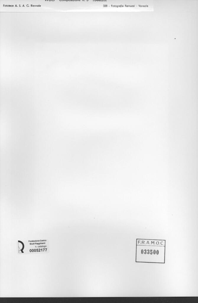 Fotografia Ferruzzi , Schulze Wols, Alfred Wolfgang Otto - sec. XX - Composizione n. 3 , retro