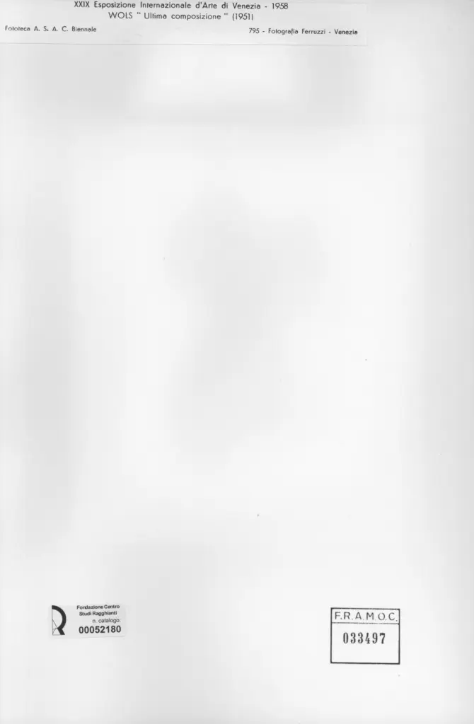 Fotografia Ferruzzi , Schulze Wols, Alfred Wolfgang Otto - sec. XX - Ultima composizione , retro