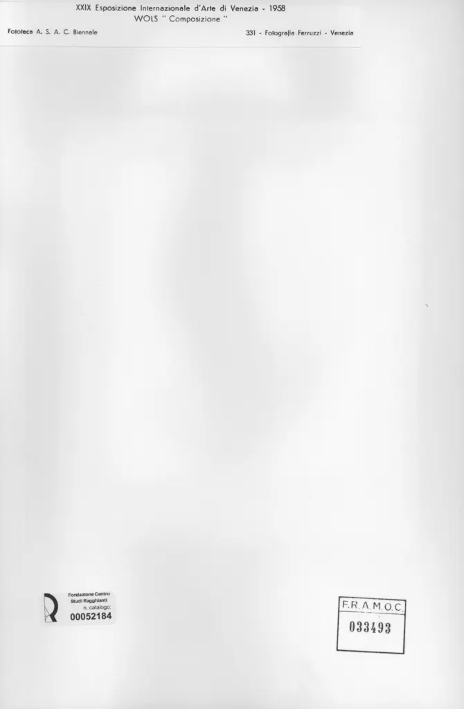 Fotografia Ferruzzi , Schulze Wols, Alfred Wolfgang Otto - sec. XX - Composizione , retro