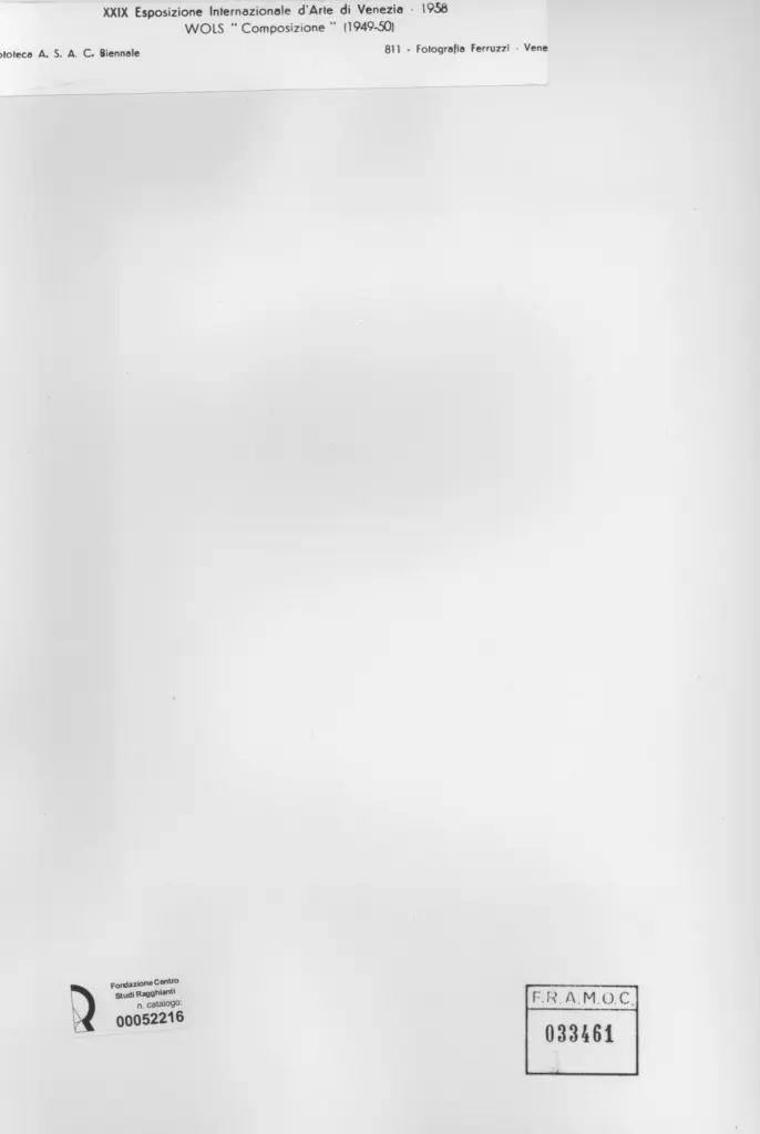 Fotografia Ferruzzi , Schulze Wols, Alfred Wolfgang Otto - sec. XX - Composizione , retro
