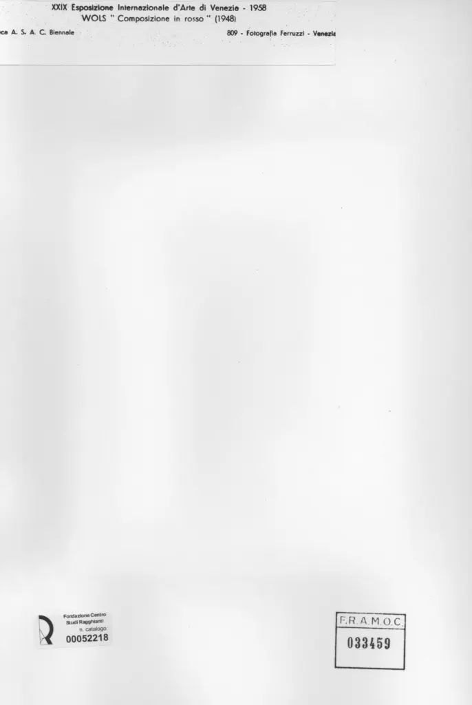 Fotografia Ferruzzi , Schulze Wols, Alfred Wolfgang Otto - sec. XX - Composizione in rosso , retro