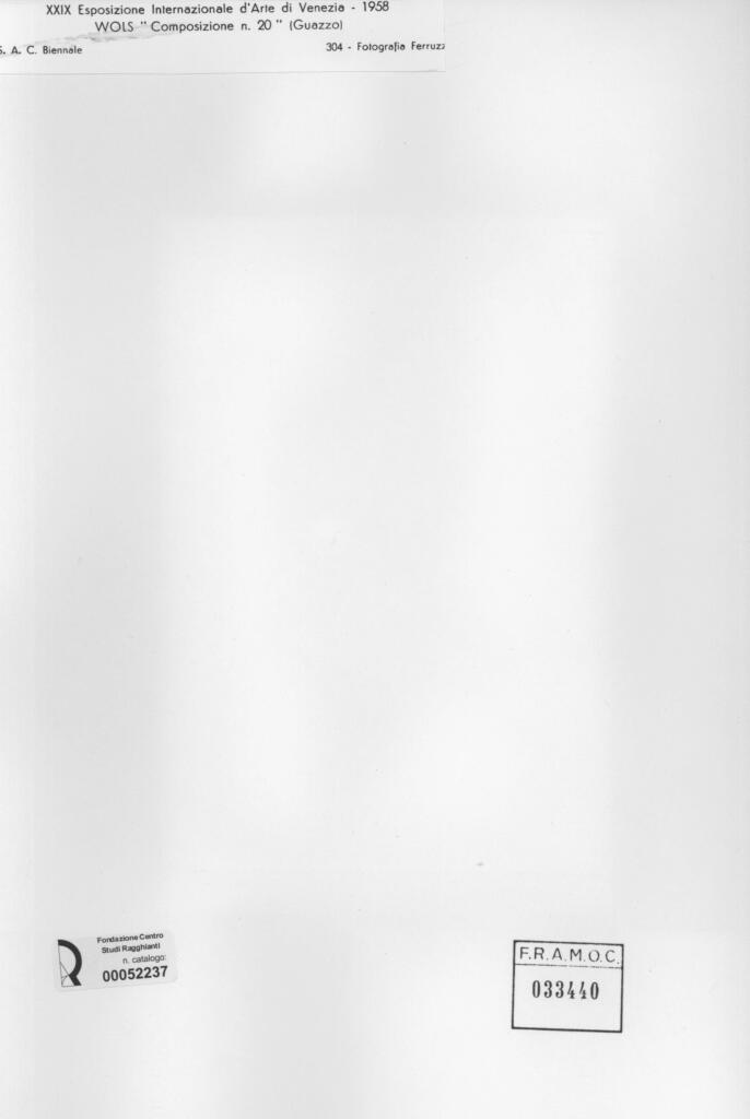 Fotografia Ferruzzi , Schulze Wols, Alfred Wolfgang Otto - sec. XX - Composizione n. 20 , retro