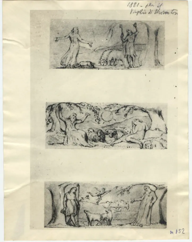 Anonimo , Blake, William - sec. XIX - Disegni per il libro di "Virgilio" , fronte