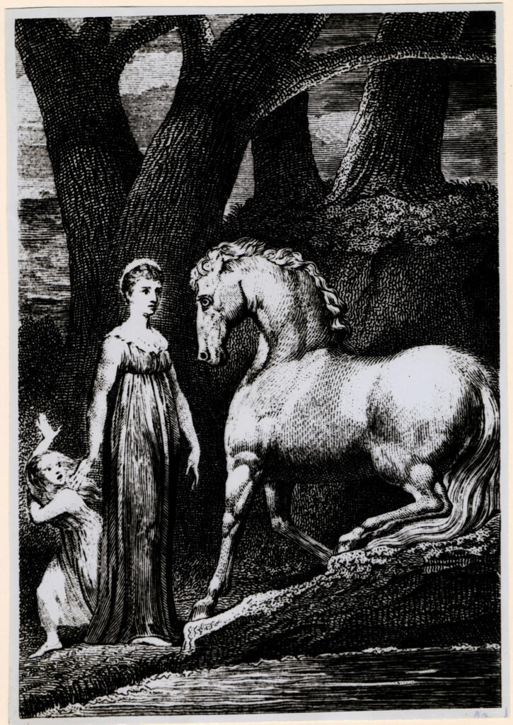 Blake, William , - Donna con bambino e cavallo