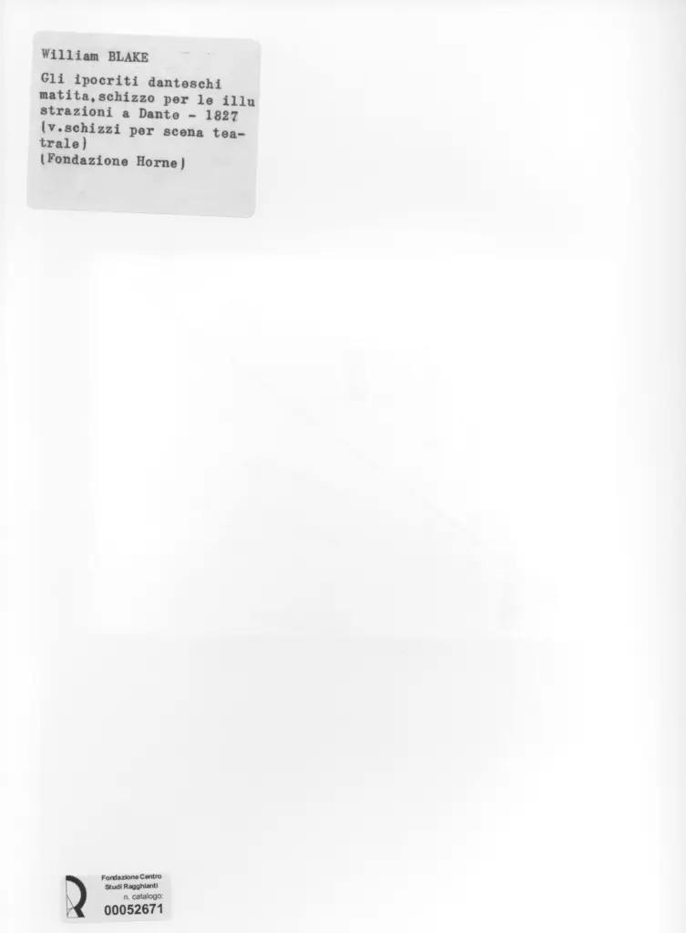 Anonimo , Blake, William - sec. XIX - Gli ipocriti danteschi, schizzo per l'illustrazione a Dante , retro