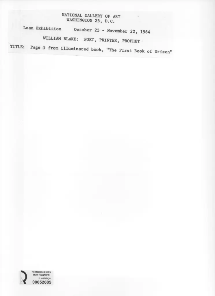 Anonimo , Blake, William - sec. XIX - Page 5 from illuminated book: "The First Book of Urizen" , retro