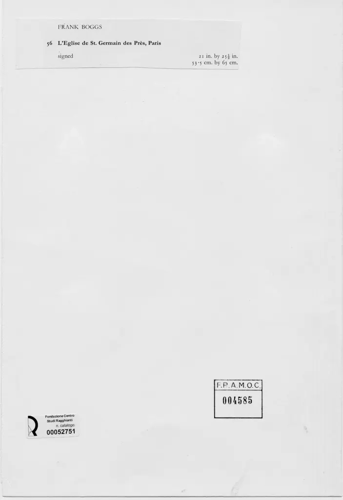 Anonimo , Boggs, Frank - sec. XIX/ XX - La Chiesa di St. Germain des Pr&egrave;s a Parigi , retro