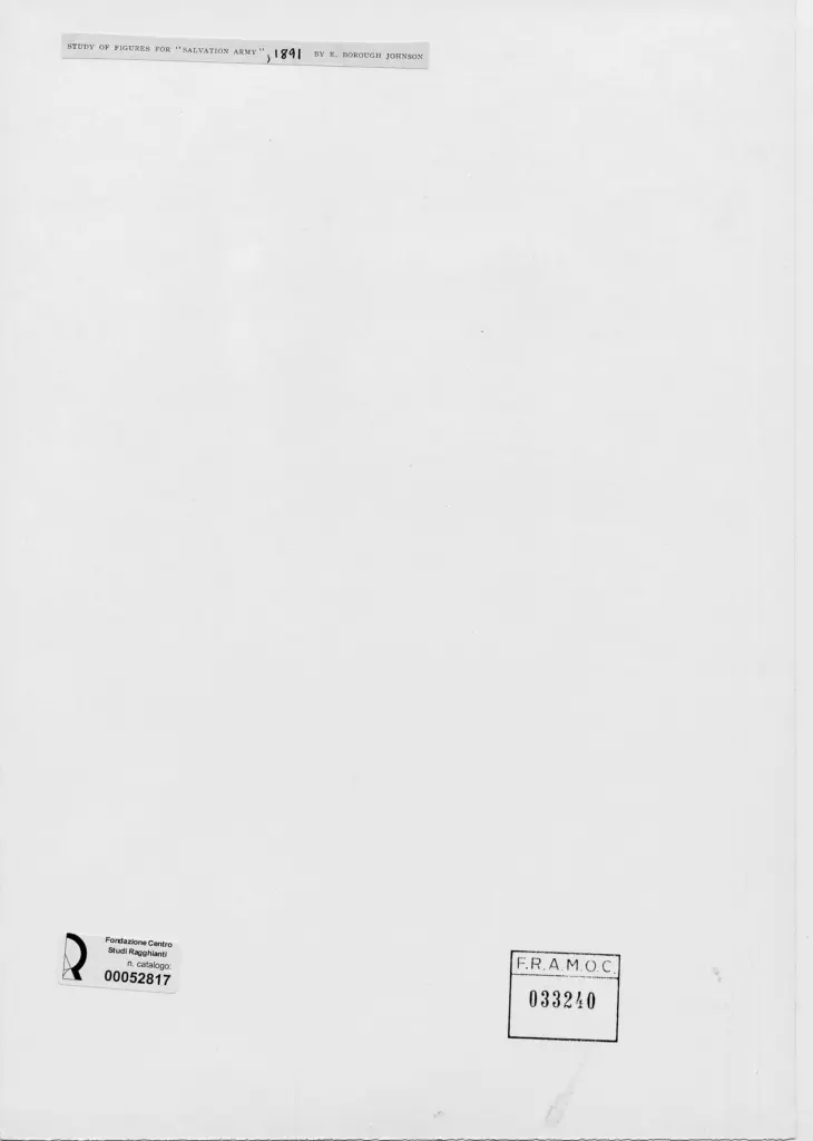 Anonimo , Borough Johnson, Ernest - sec. XIX - Studio di figure per "Salvation Army" , retro