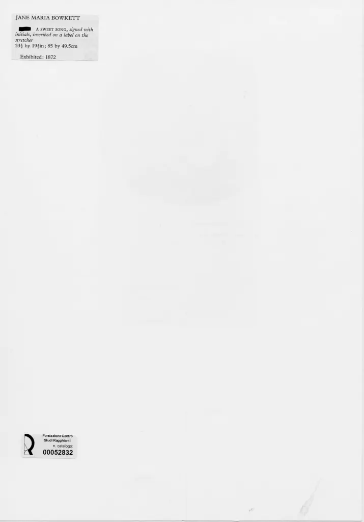Anonimo , Bowkett, Jane Maria - sec. XIX - Una canzone dolce , retro