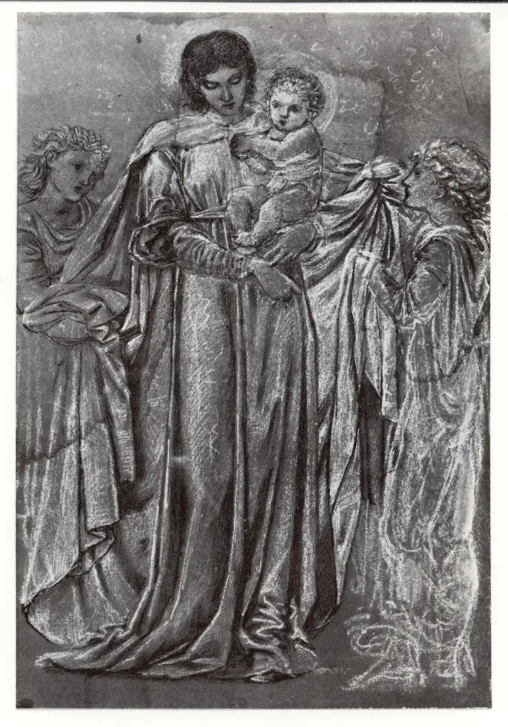 Anonimo , Burne-Jones, Edward C. - sec. XIX - La Vergine con il bambino ed angeli , fronte