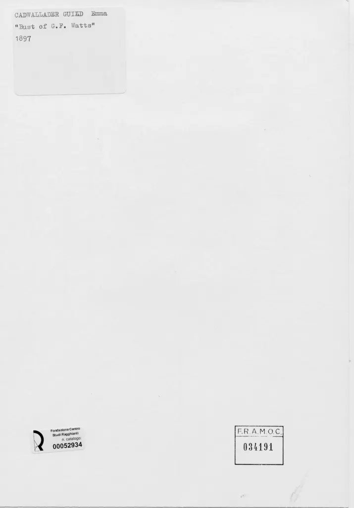 Anonimo , Cadwallader Guild, Emma - sec. XIX - Busto di G.F. Watts , retro