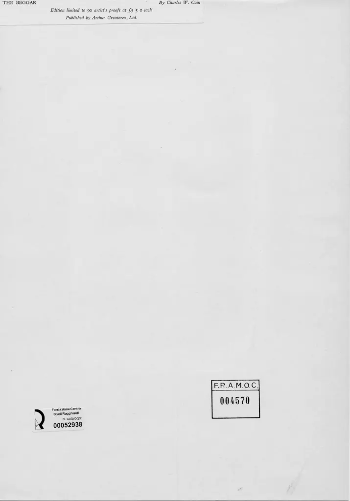 Anonimo , Cain, Charles W. - sec. XX - Il mendicante , retro