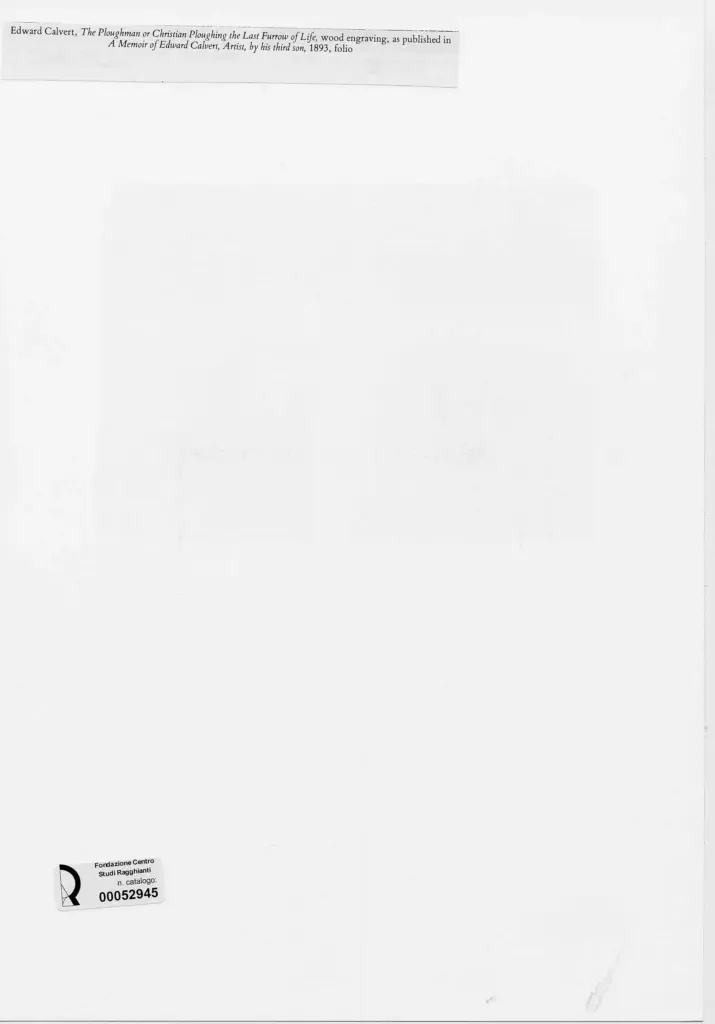 Anonimo , Calvert, Edward - sec. XIX - L'aratore o un cristiano che ara l'ultimo solco della vita , retro