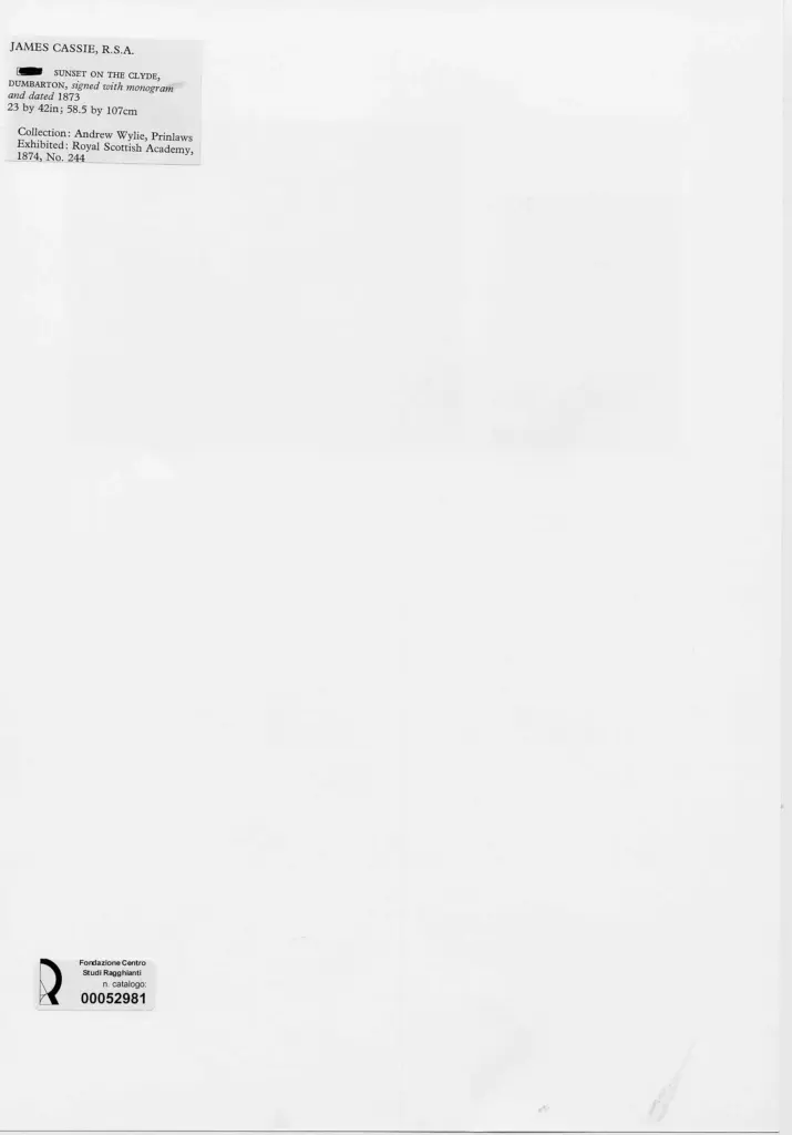 Anonimo , Cassie, James - sec. XIX - Tramonto sul Clyde Dumbarton , retro