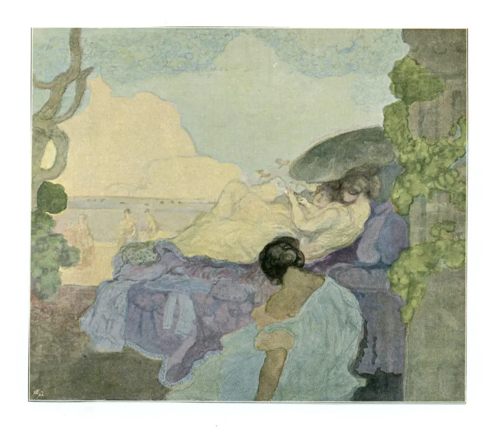 Conder, Charles , Fanciulle sulla spiaggia