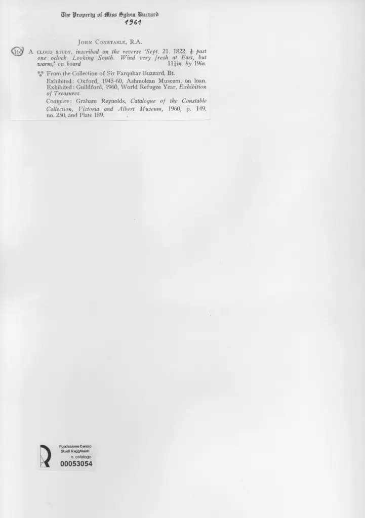 Anonimo , Constable, John - sec. XIX - A Cloud Study , retro