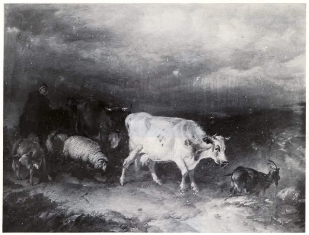 Anonimo , Cooper, Thomas Sidney - sec. XX - Driving Sheep and Cattle through a Storm , fronte