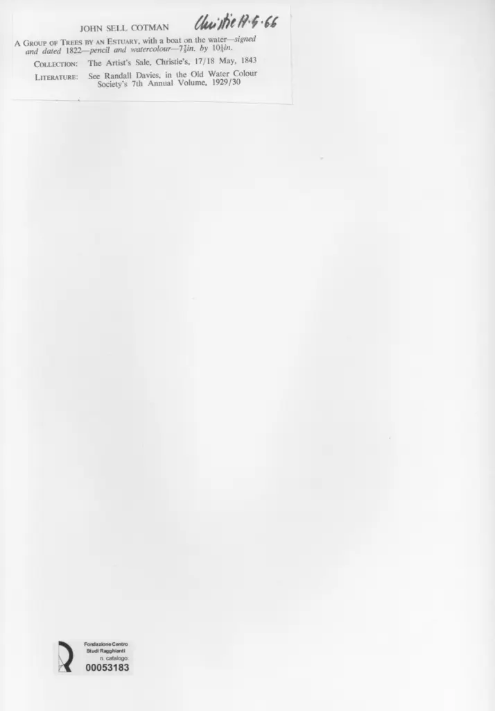 Anonimo , Cotman, John Sell - sec. XIX , retro