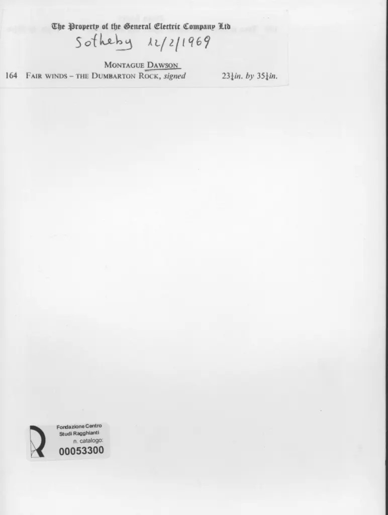 Anonimo , Dawson, Montague - sec. XIX - Fair Winds - The Dumbarton Rock , retro