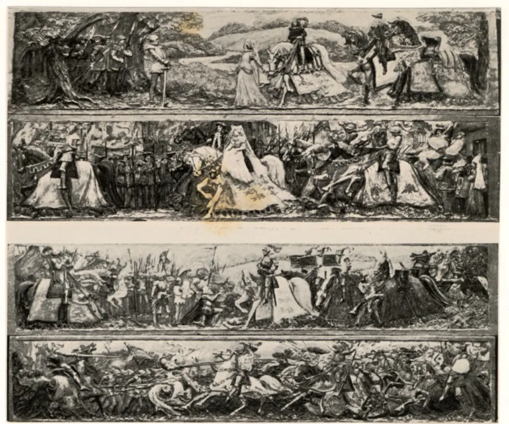 Anonimo , Fehr, Henri - sec. XIX - Scene di una battaglia , fronte