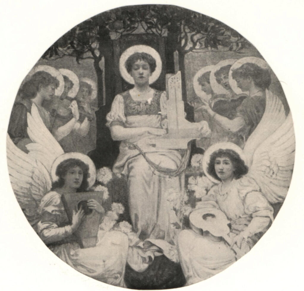 Fell, H. Granville , - Santo in trono circondato da angeli che suonano