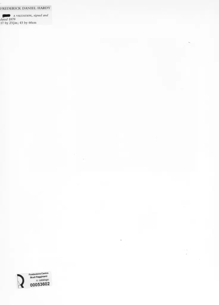Anonimo , Hardy, Frederick Daniel - sec. XIX - A valuation , retro