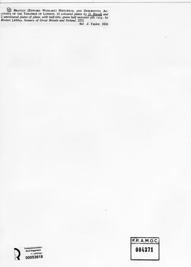 Anonimo , Havell, Daniel - sec. XIX - Sadler's Wells , retro