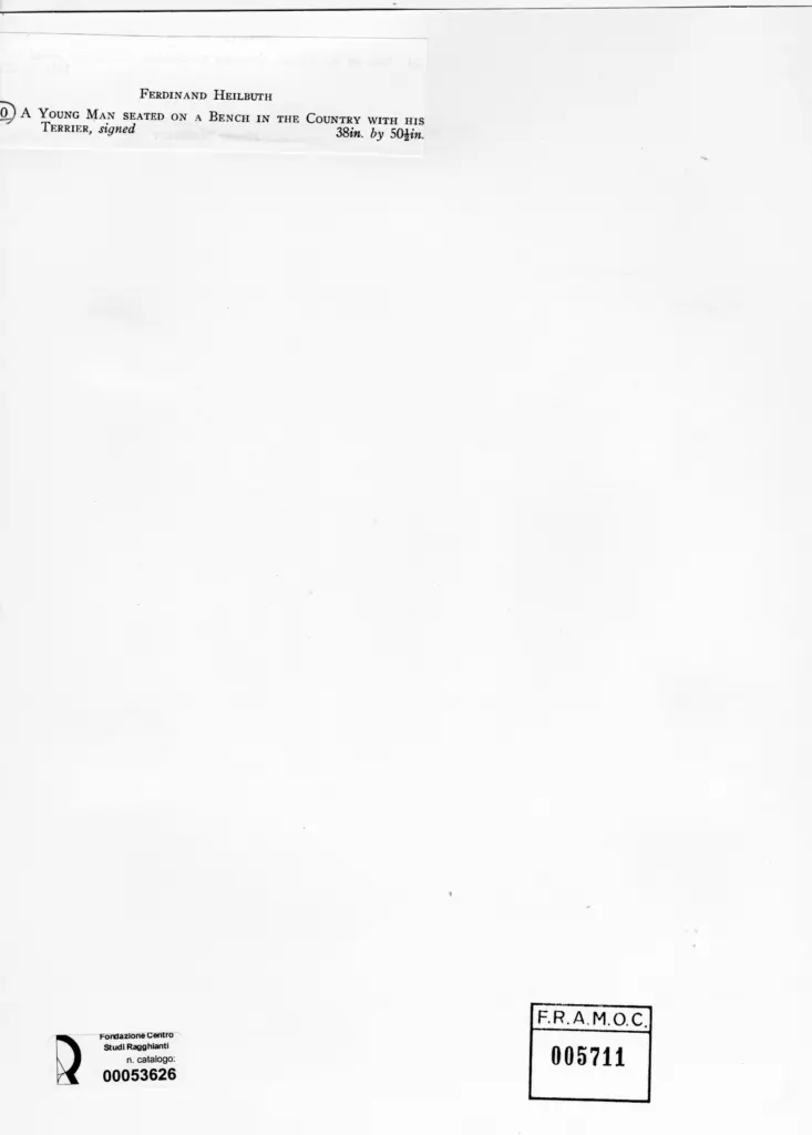 Anonimo , Heilbuth, Ferdinand - sec. XIX - A young man seated on a bench in the country with his Terrier , retro