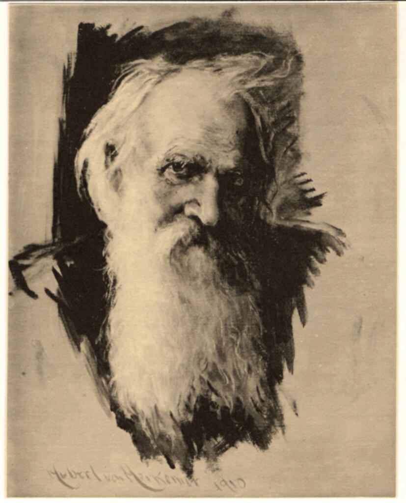 Anonimo , Von Herkomer, Sir Hubert - sec. XX - Ritratto di uomo anziano con folta e lunga barba , fronte