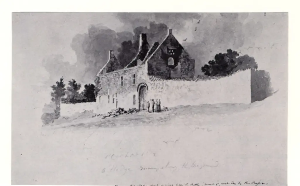 Anonimo , Hills, Robert - sec. XIX/ XX - A view of the House in wich Napoleon slept the might before the battle of Waterloo , fronte