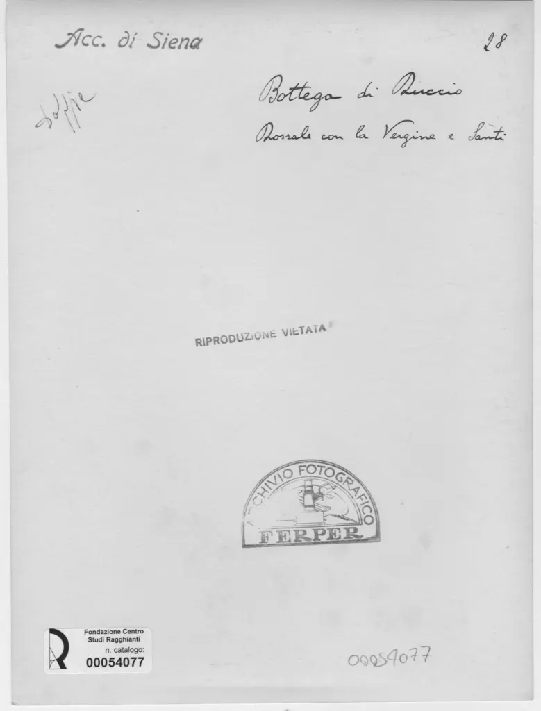 Perez, Ferdinando , , Duccio Di Buoninsegna - bottega - - , retro