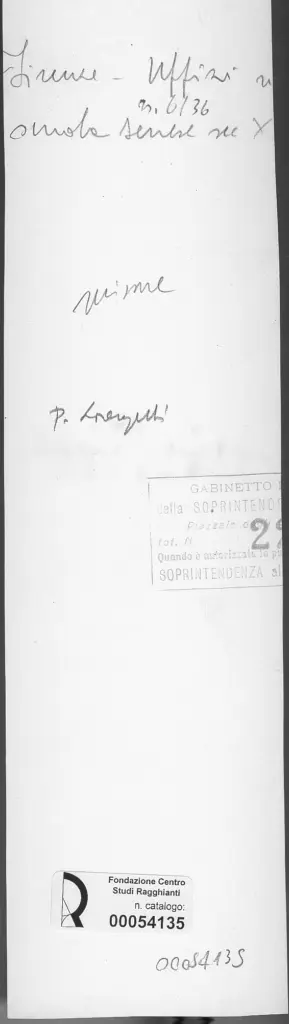 Gabinetto Fotografico della Soprintendenza Speciale per il Patrimonio Storico, Artistico ed Etnoantropologico e per il Polo Museale della citt&agrave; di Firenze , retro