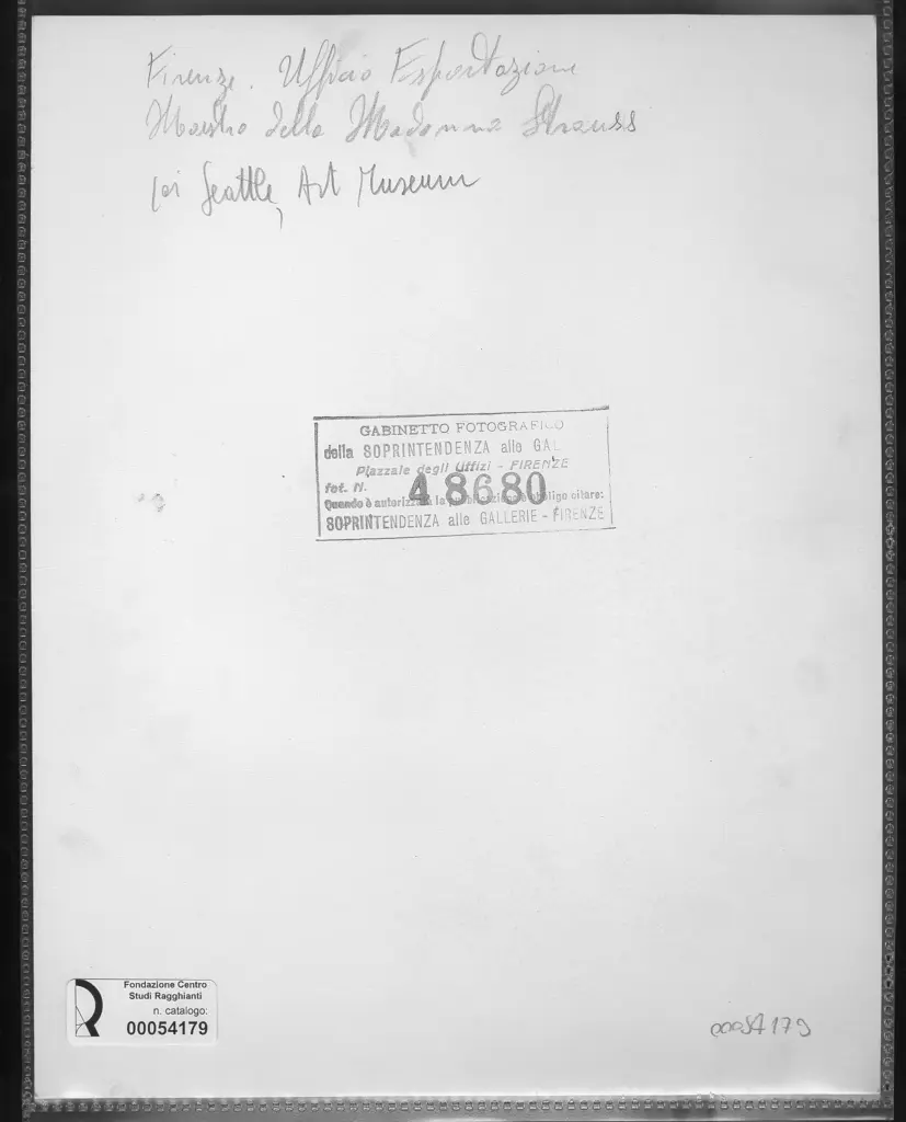 Gabinetto Fotografico della Soprintendenza Speciale per il Patrimonio Storico, Artistico ed Etnoantropologico e per il Polo Museale della citt&agrave; di Firenze , - - , retro