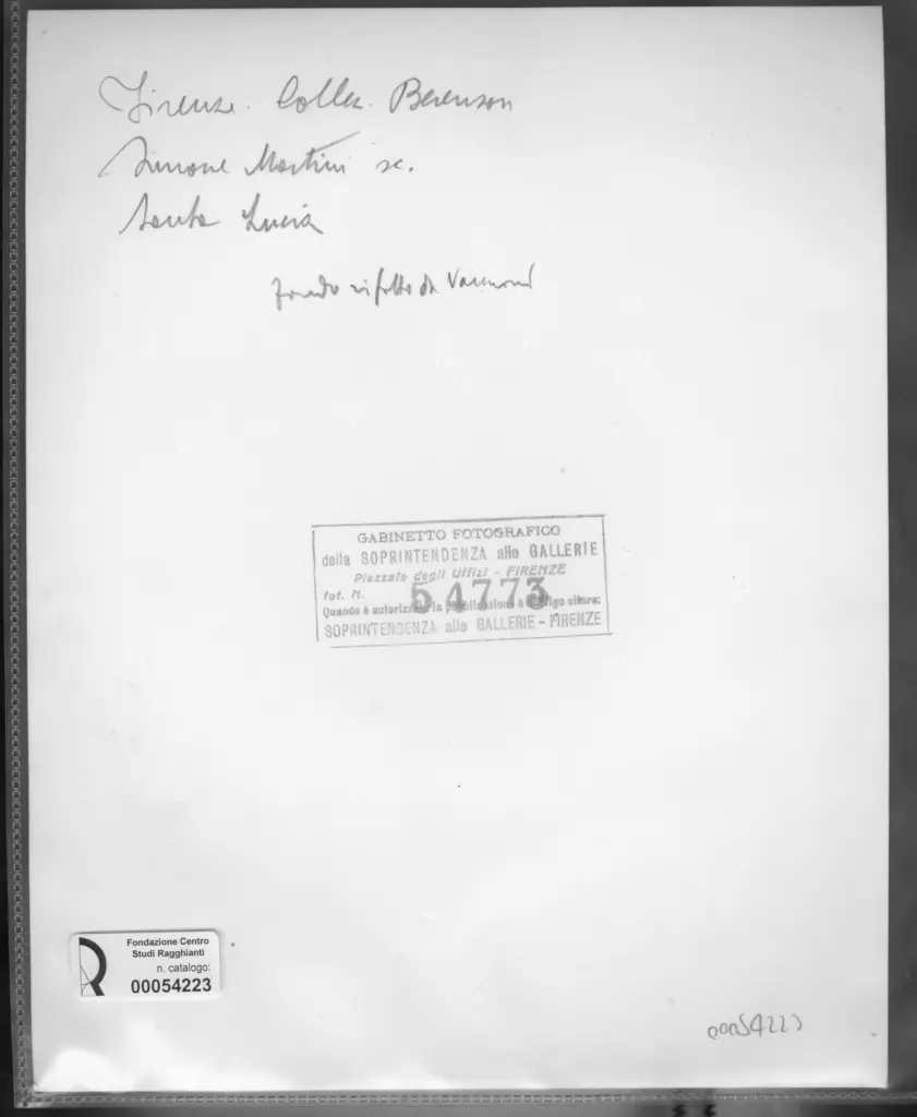 Gabinetto Fotografico della Soprintendenza Speciale per il Patrimonio Storico, Artistico ed Etnoantropologico e per il Polo Museale della citt&agrave; di Firenze , retro