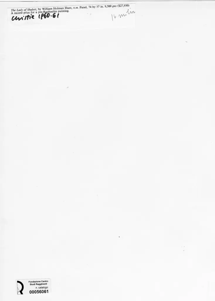 Anonimo , Hunt, William Holman - The Lady of Shalott , retro