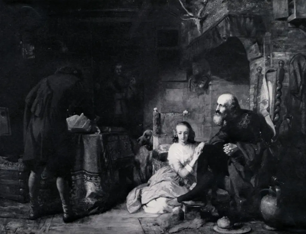 Anonimo , Hunt, William Holman - sec. XIX - Doctor Rochecliffe performing Divine Service in the Cottage of Joceline Joliffe at Woodstock , fronte