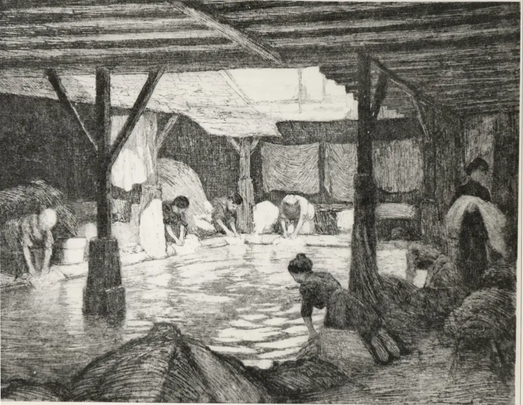 Anonimo , Lawrenson, Edward Louis - sec. XIX/ XX - Les lavandières d' Arlettesville , fronte