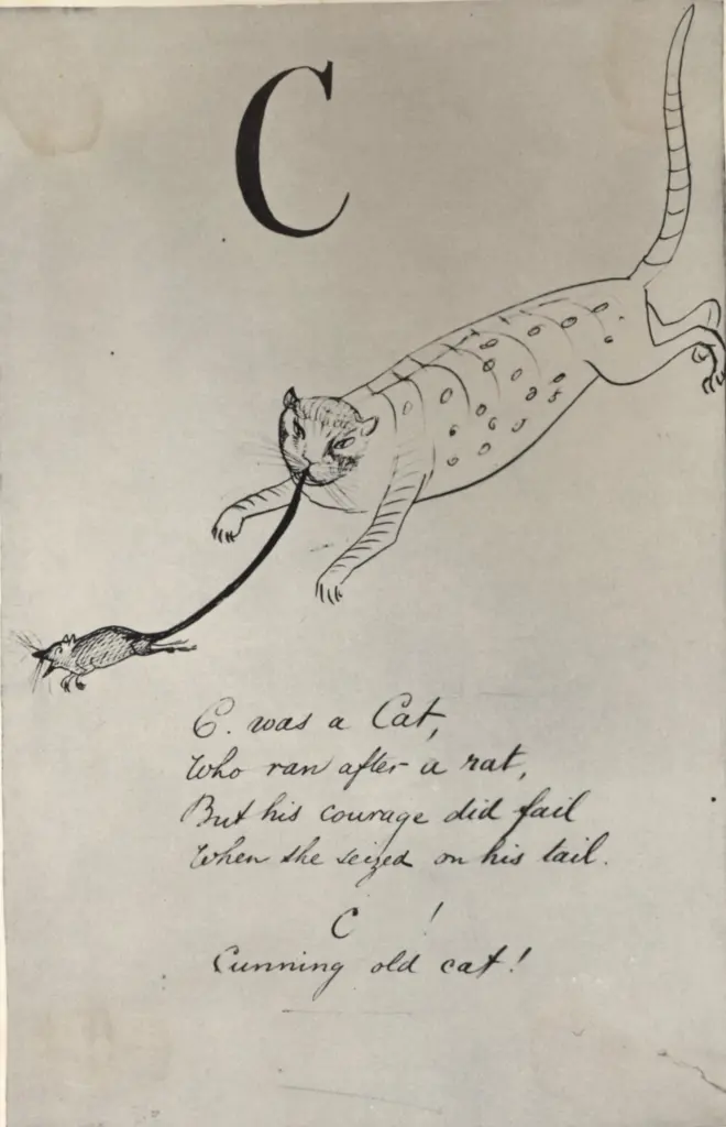 Lear, Edward , The autograph manuscript (drawings and verses) of a nonsense alphabet