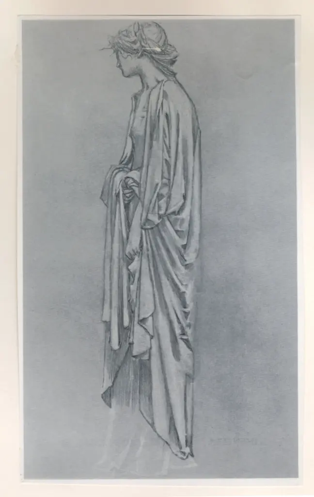 Anonimo , Leighton, Frederic - sec. XIX - A study for the woman with a trumpet on the right , fronte