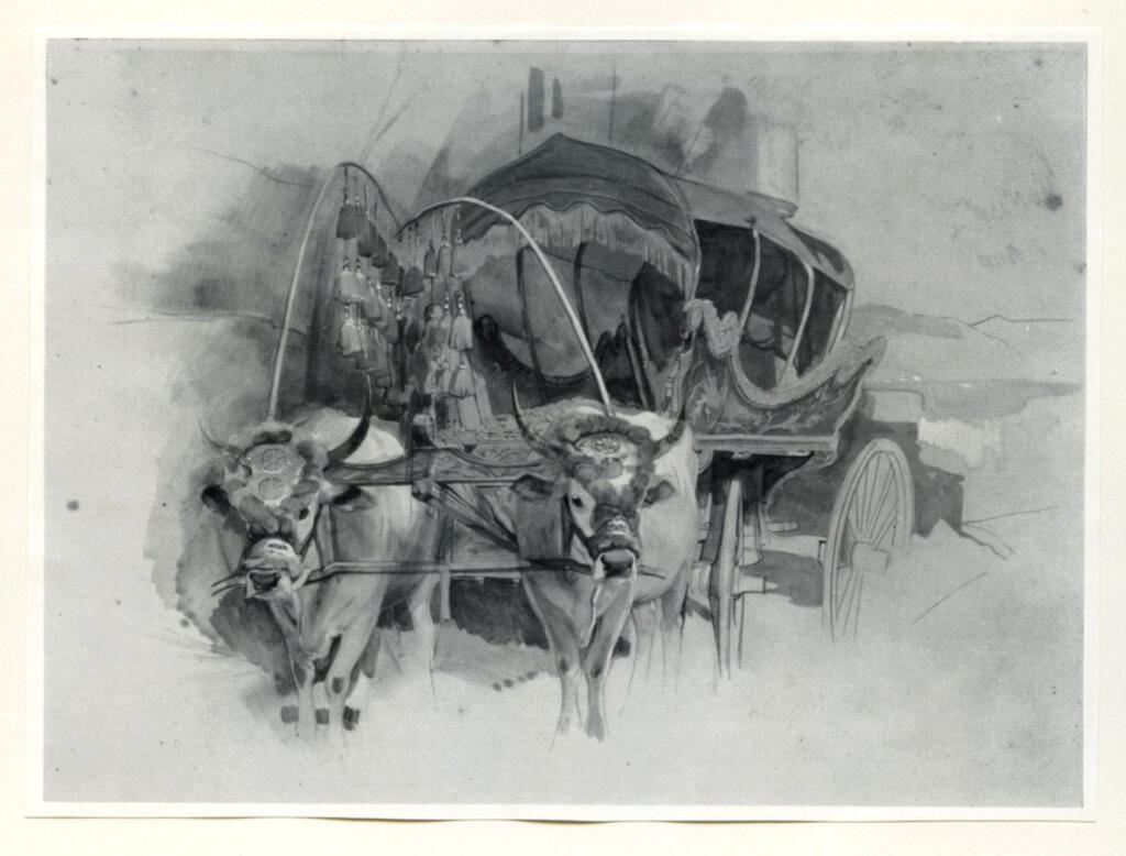 Anonimo , Lewis, John Frederick - sec. XIX - A turkish araba drawn by two white oxen, Constantinople , fronte