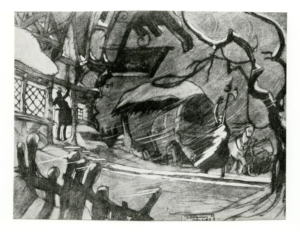 Menzies, William Cameron , The King's provision cart arrives at the inn -