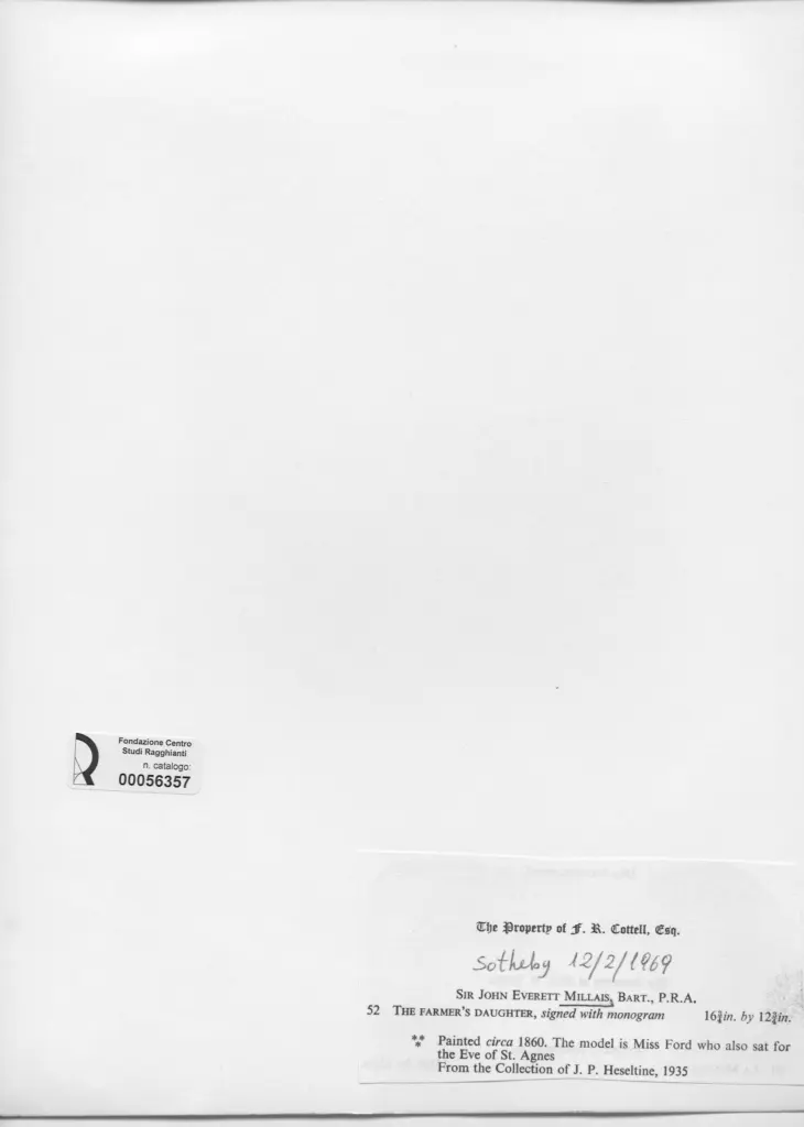 Anonimo , Millais, John Everett - sec. XIX - The farmer's daughter , retro