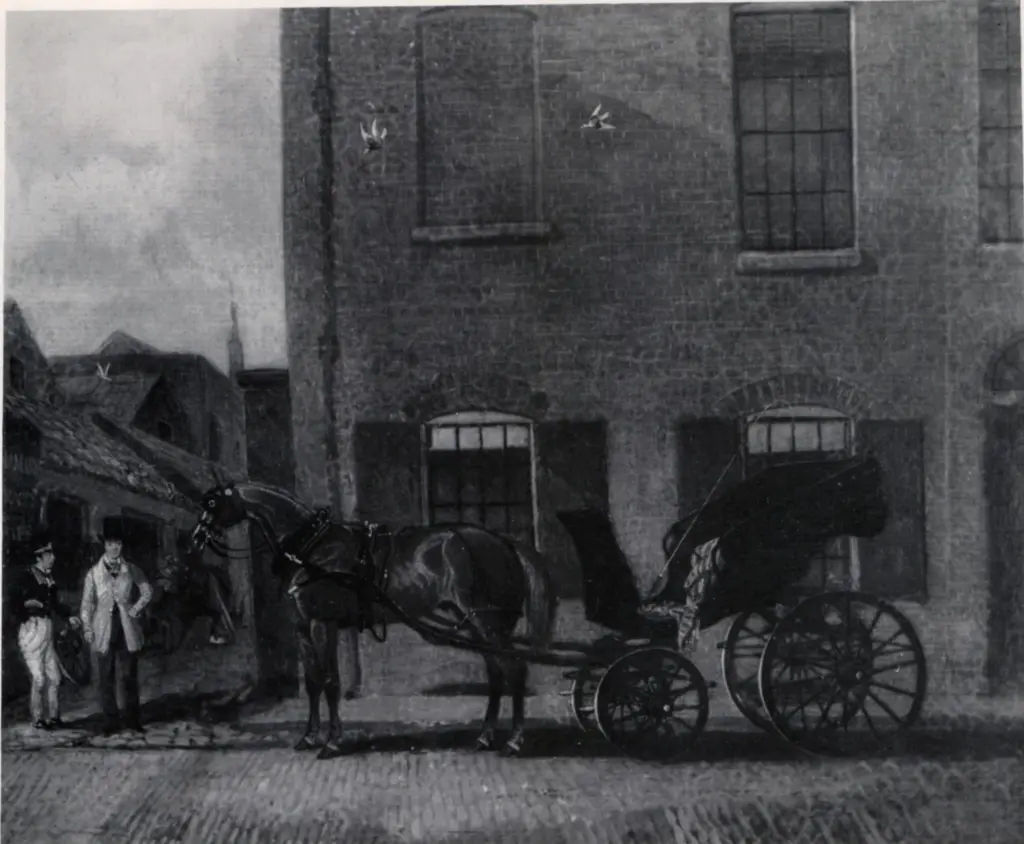 Anonimo , Pollard, James - sec. XIX - Mr. MacNamara's Gig waiting outside his yard, Castle Street , fronte